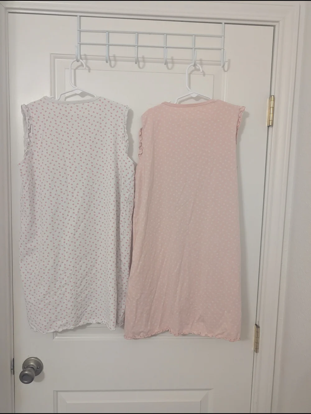 Girls Size M Nightgown Lot 2 Pink Heart Ruffle Sleeveless Pajama Dresses